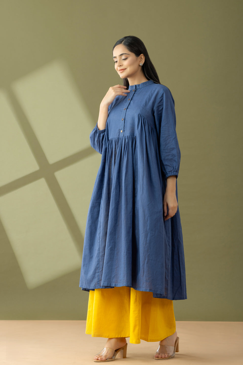 Utsaah True Blue And Yellow Kurta Set
