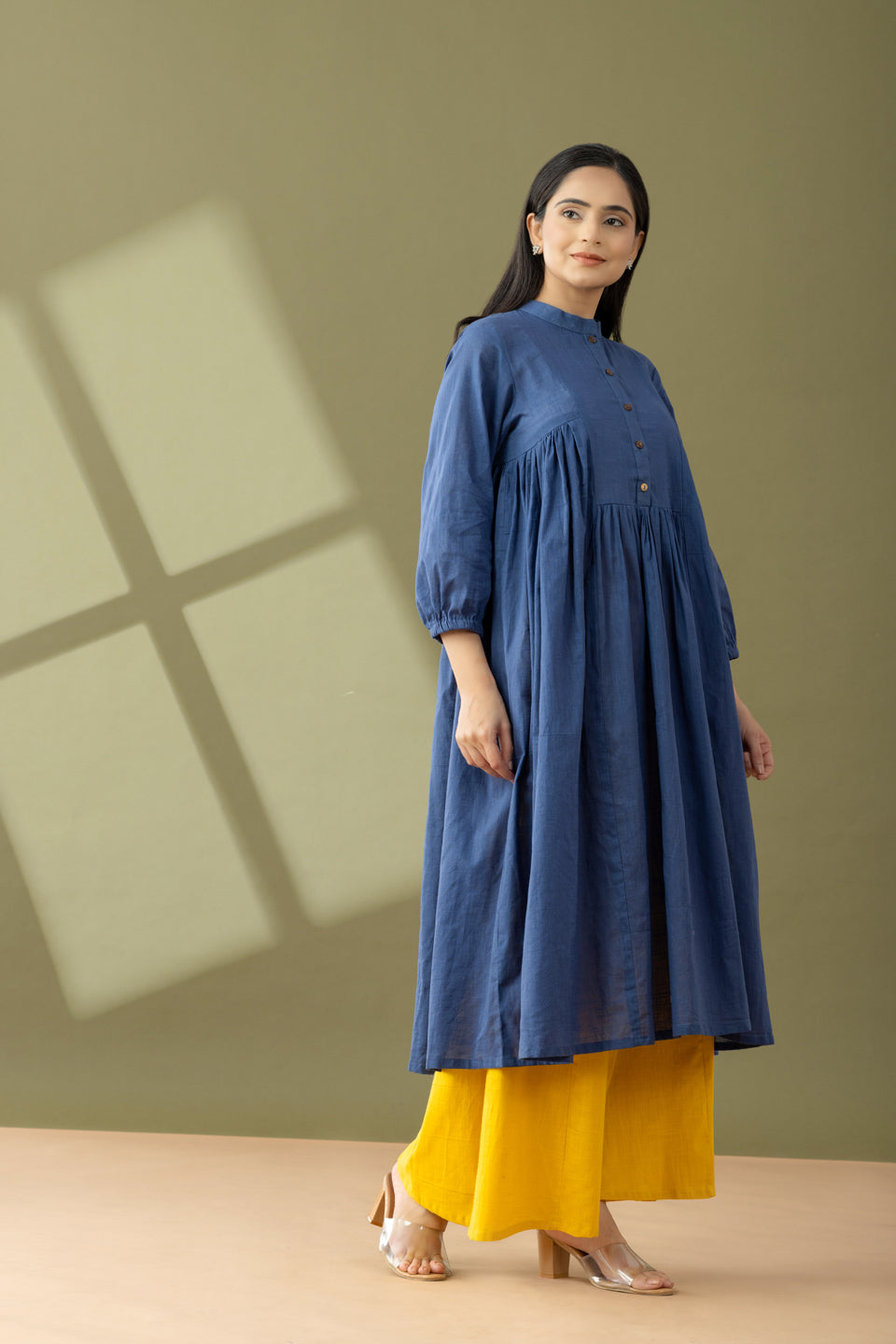 Utsaah True Blue And Yellow Kurta Set