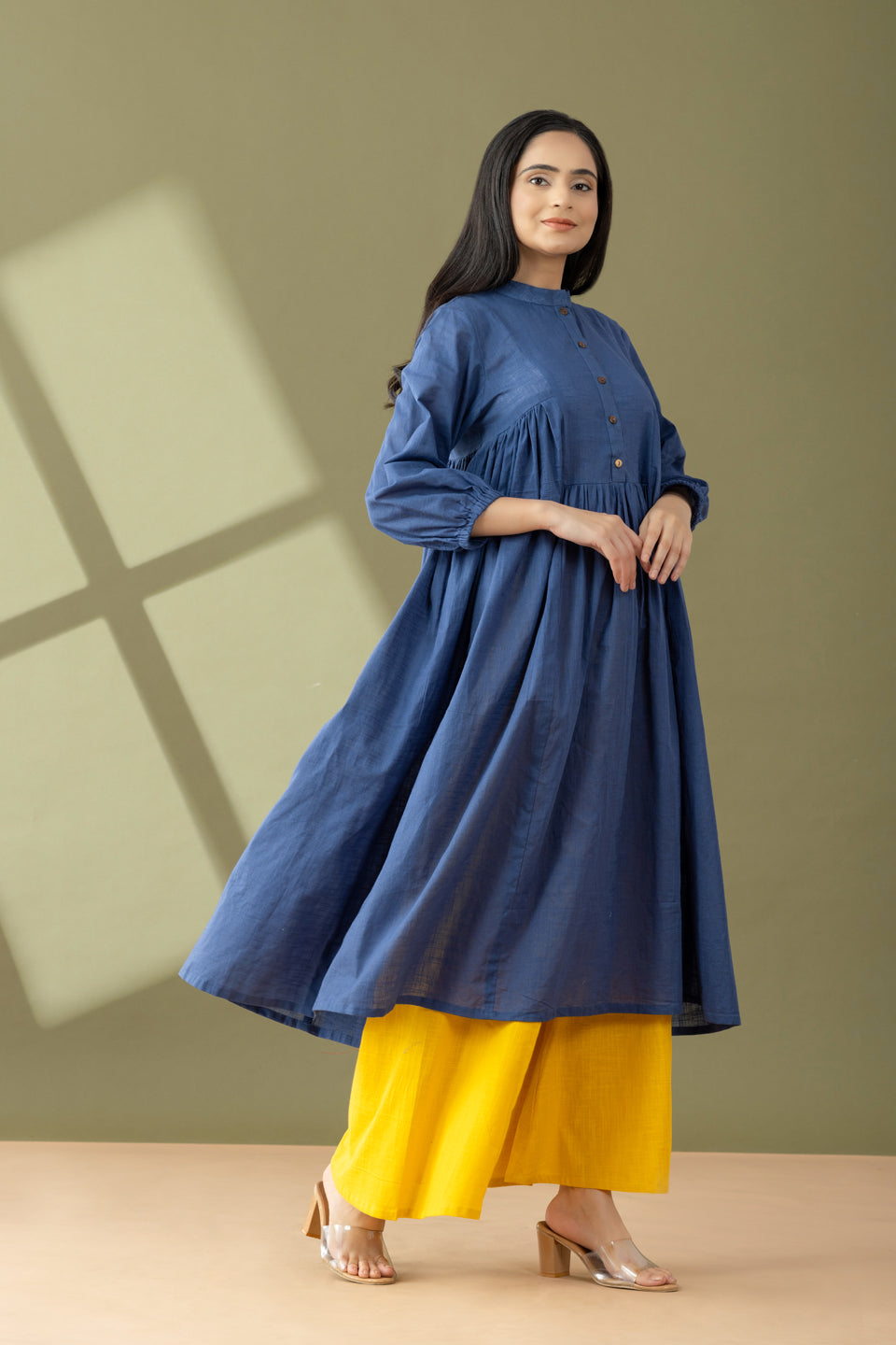 Utsaah True Blue And Yellow Kurta Set