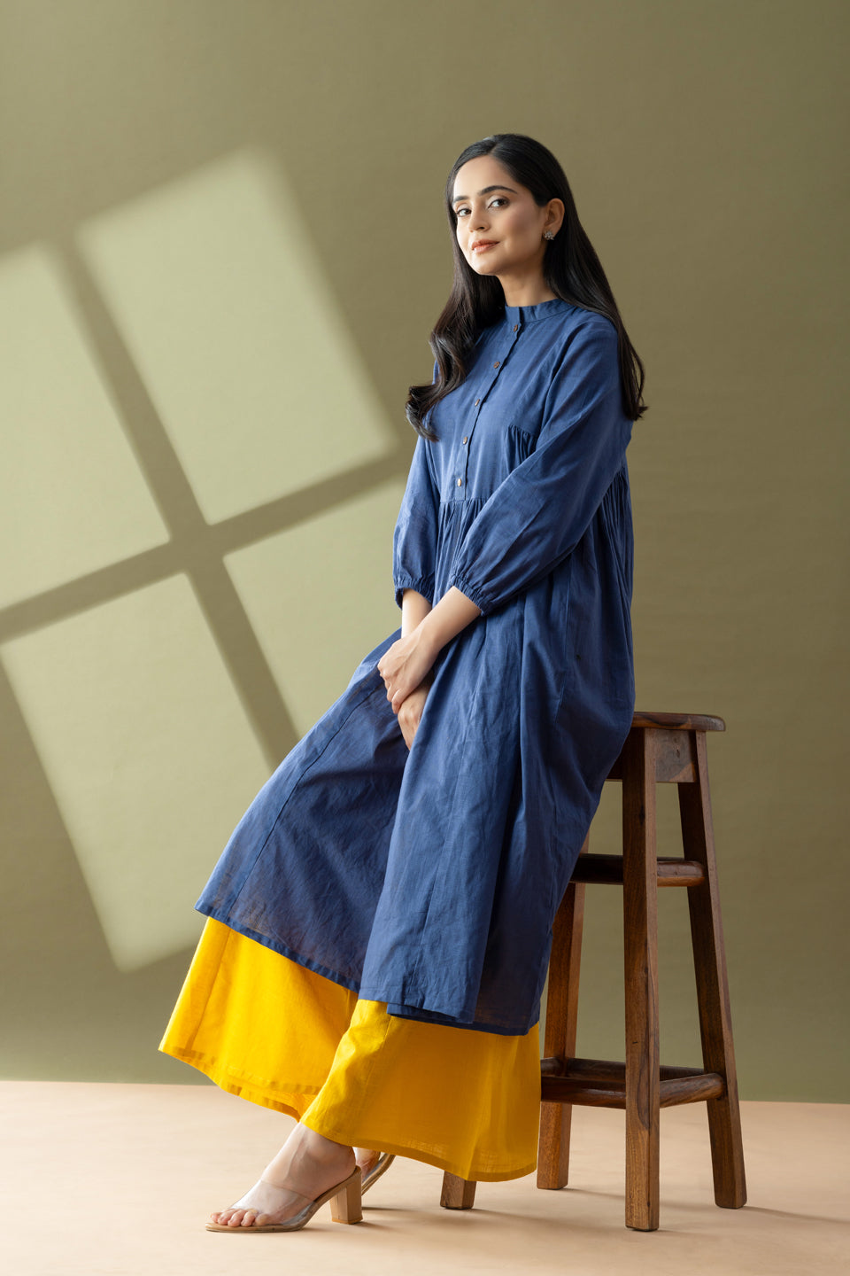 Utsaah True Blue And Yellow Kurta Set