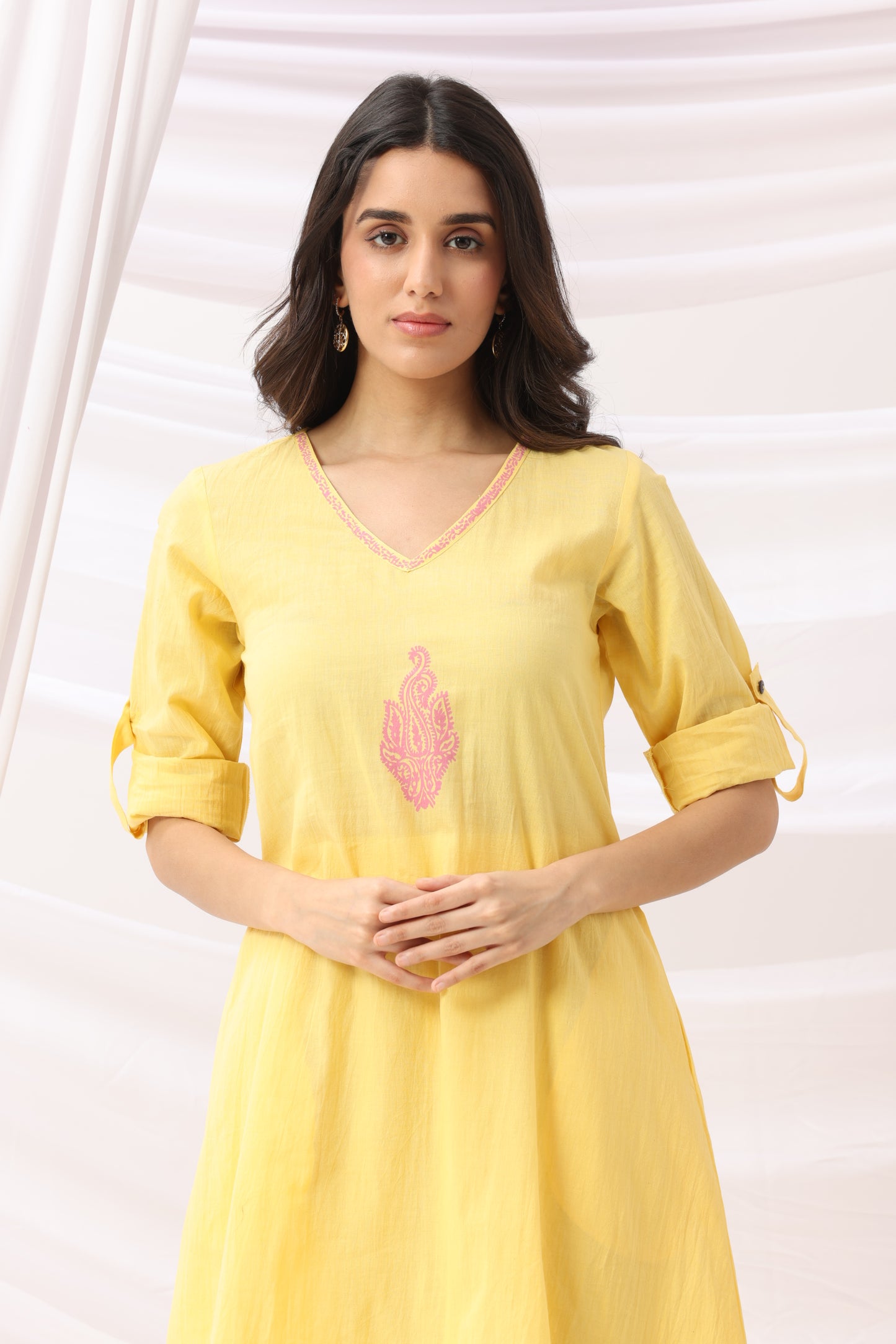 Mridu Marigold Pink Block Kurta Set