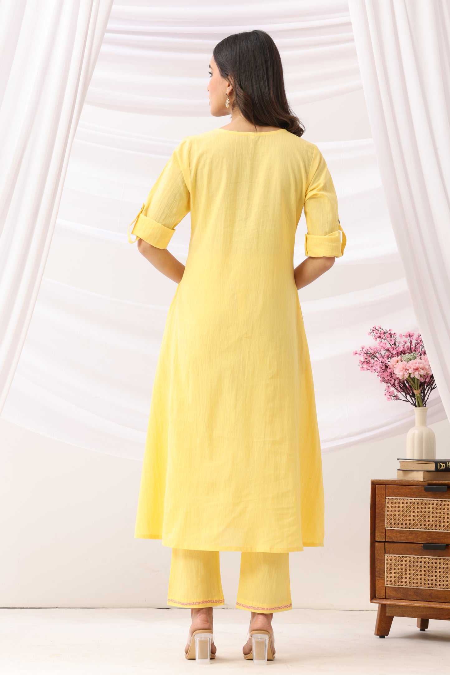 Mridu Marigold Pink Block Kurta Set