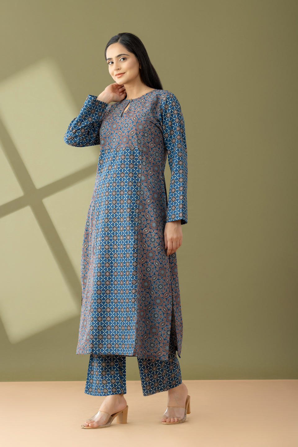 Utsaah Prussian Blue Ajrakh Kurta Set