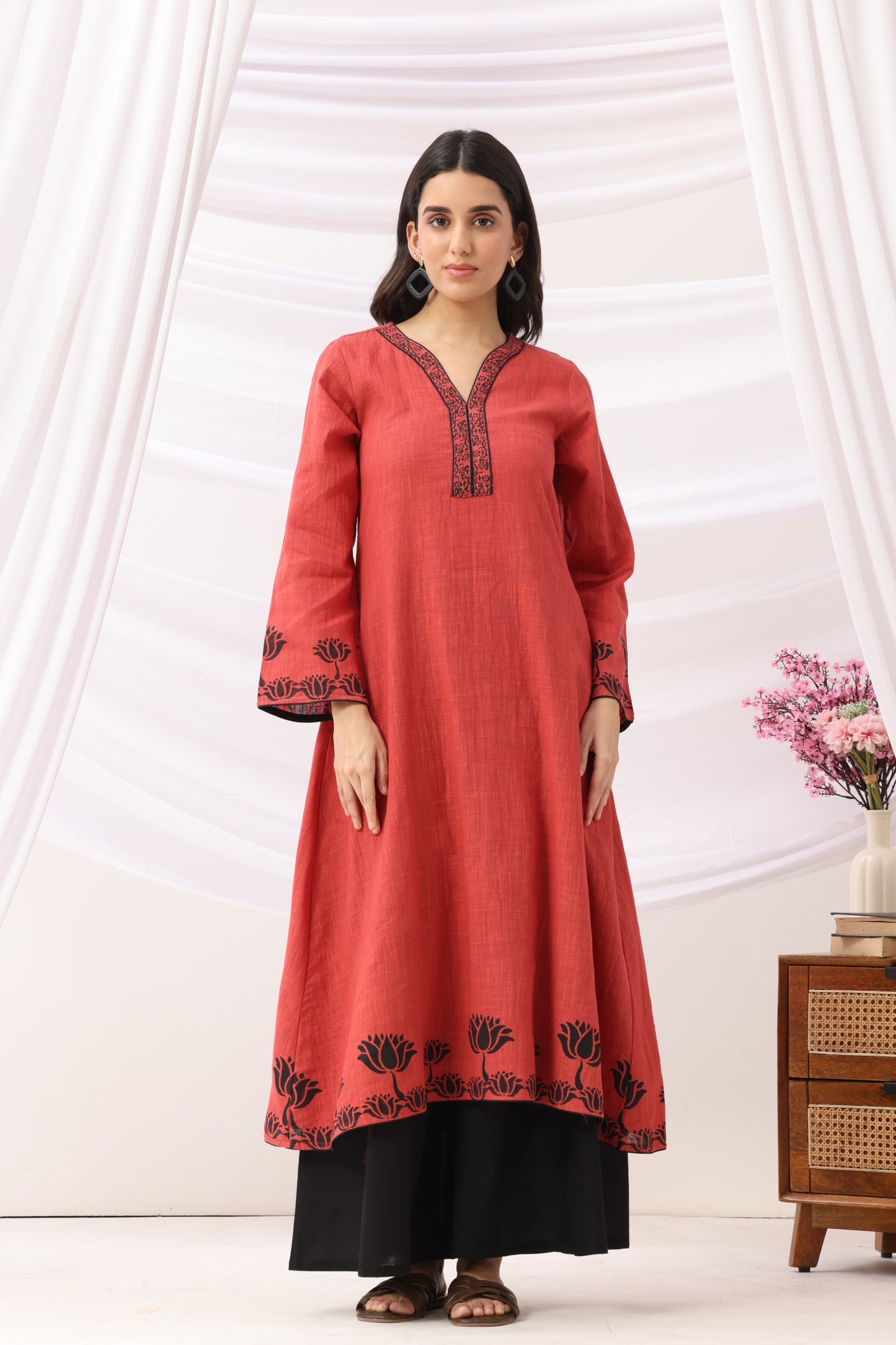 Mridu Rust A-line Kurta Set