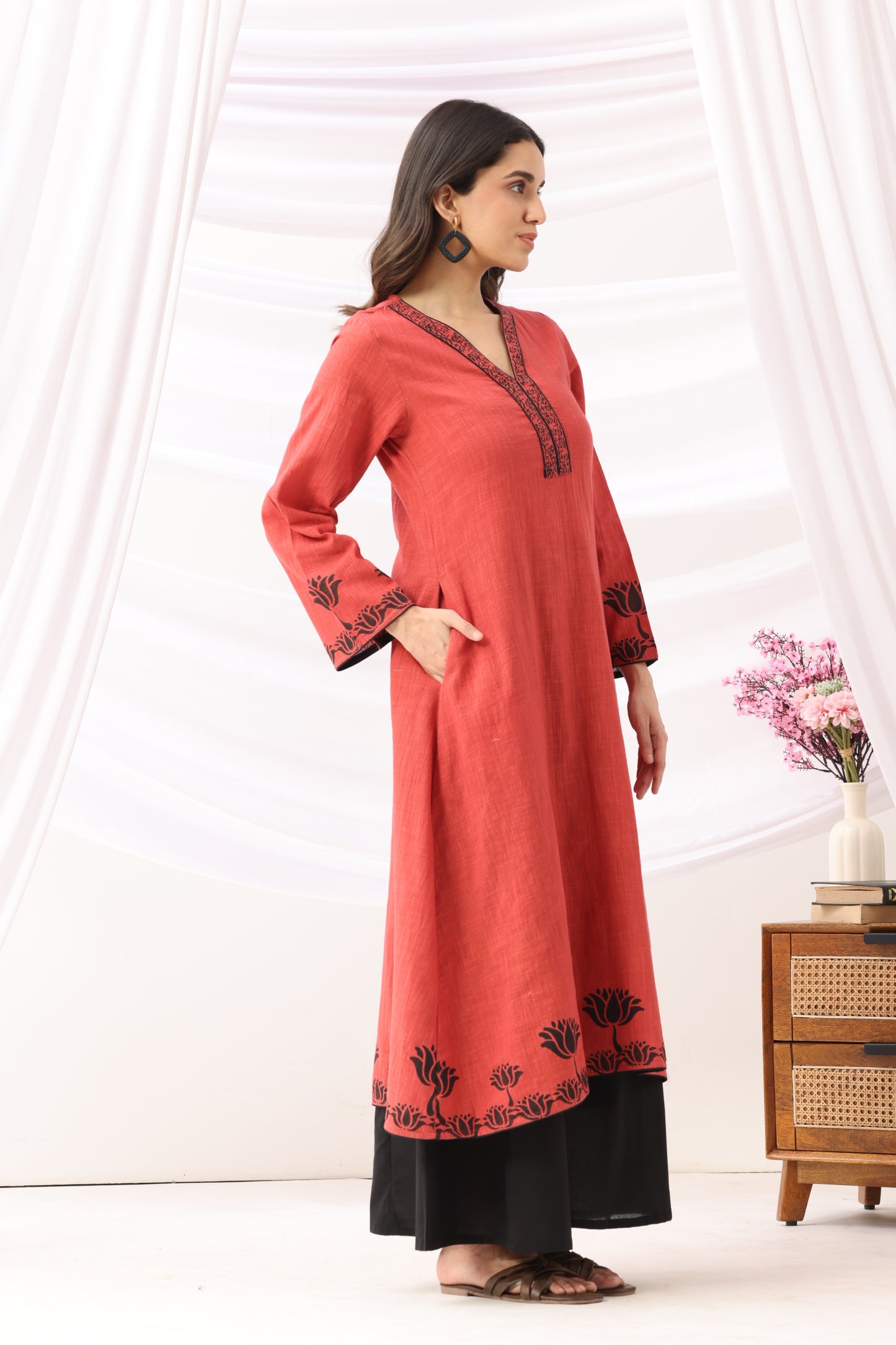 Mridu Rust A-line Kurta Set