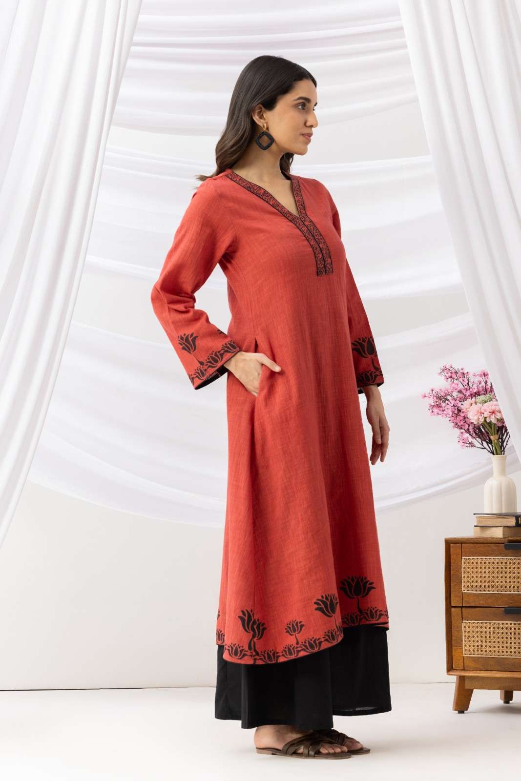 Mridu Rust A-line Kurta Set