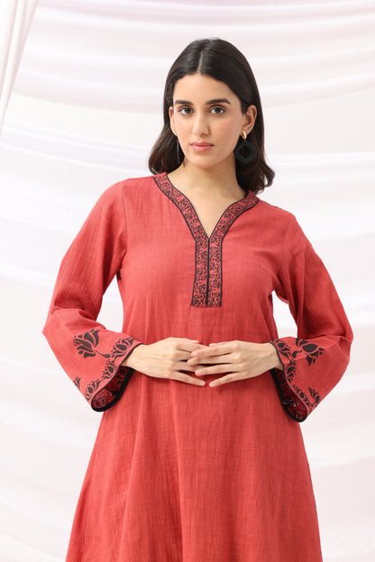 Mridu Rust A-line Kurta Set