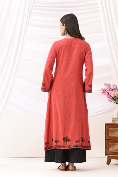 Mridu Rust A-line Kurta Set