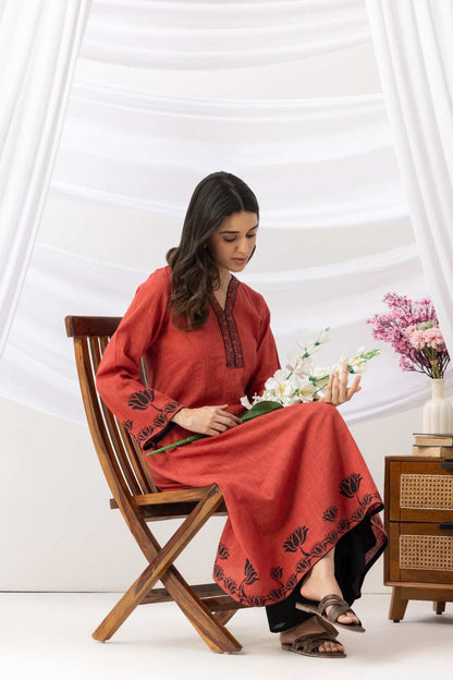 Mridu Rust A-line Kurta Set