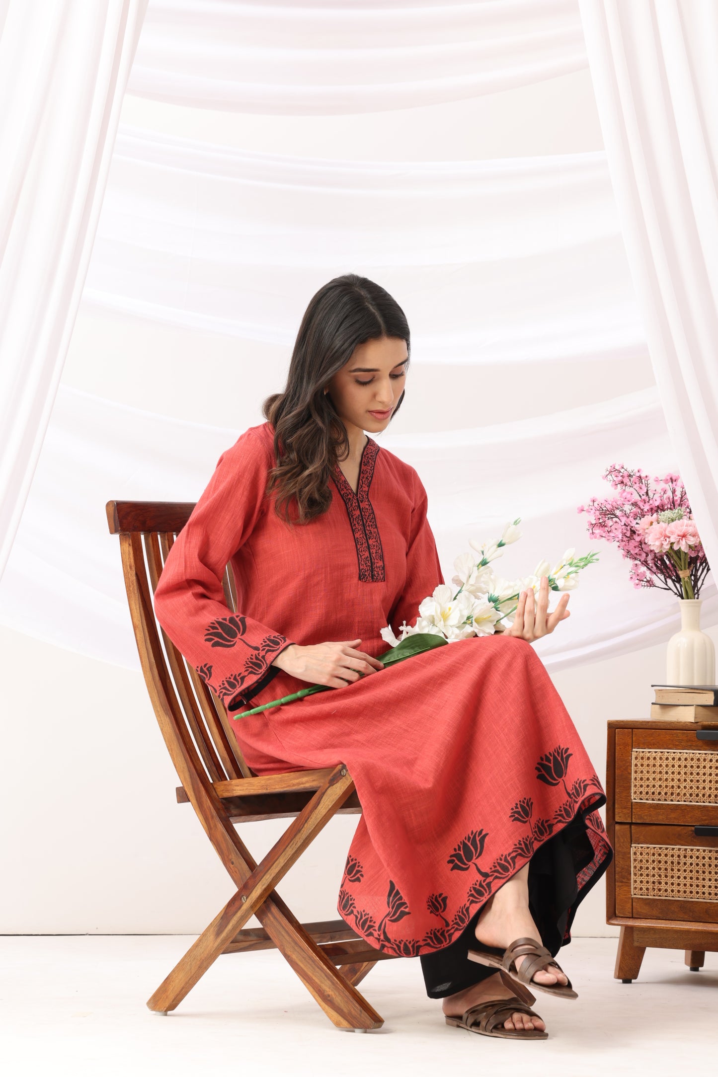 Mridu Rust A-line Kurta Set