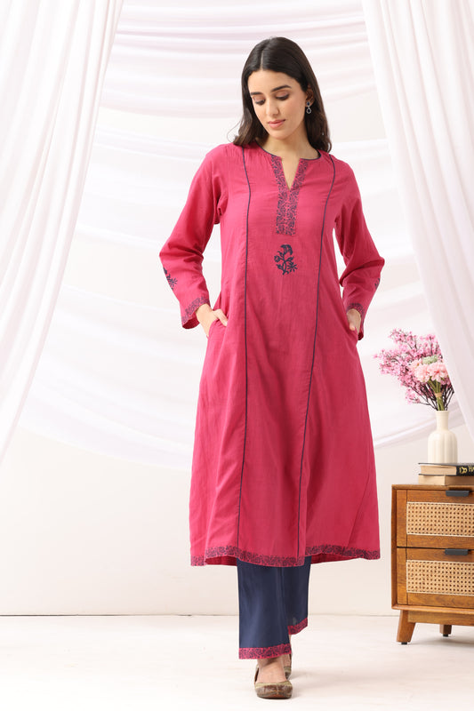 Mridu Berry Block A-Line Kurta Set