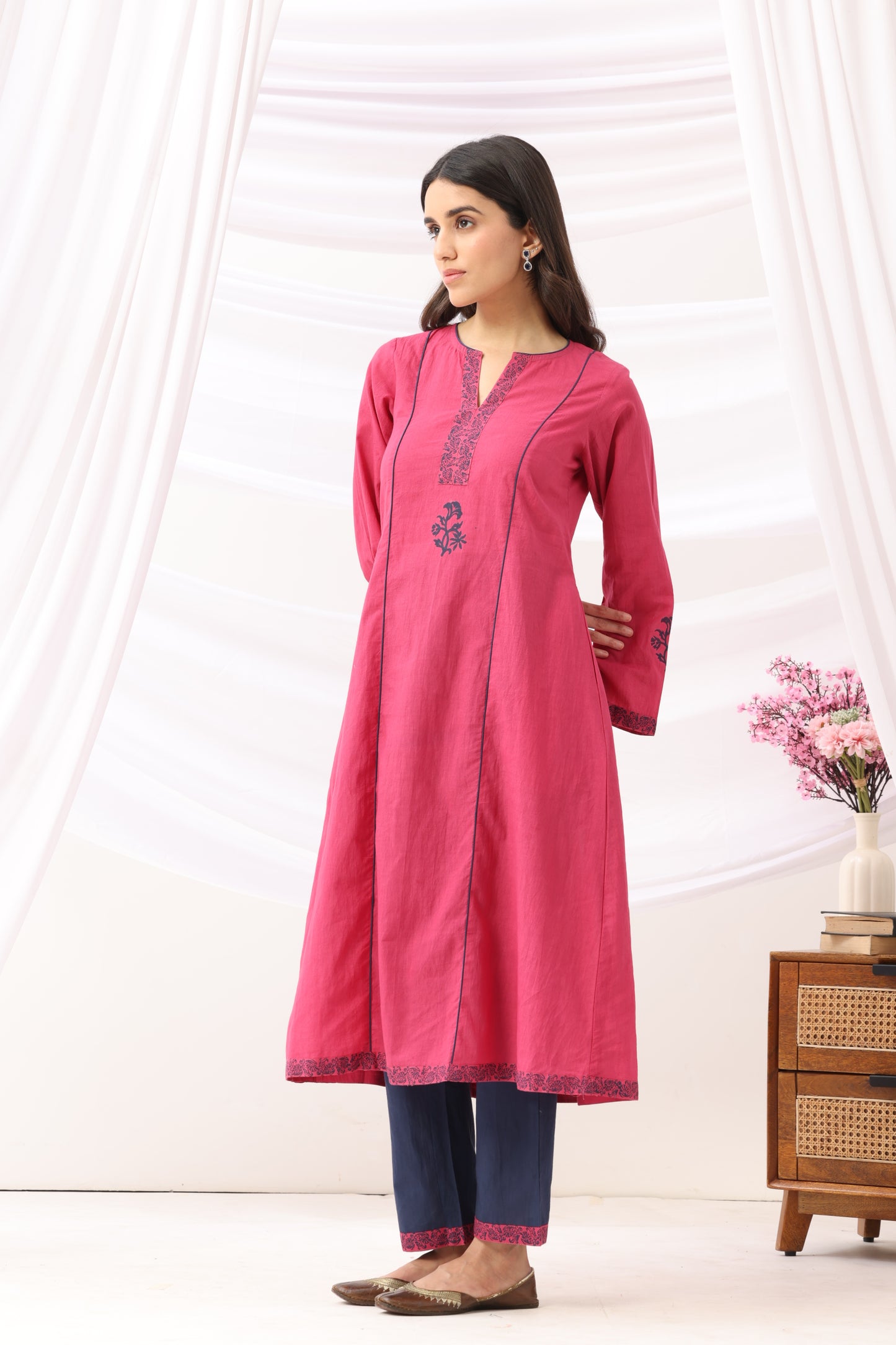 Mridu Berry Block A-Line Kurta Set
