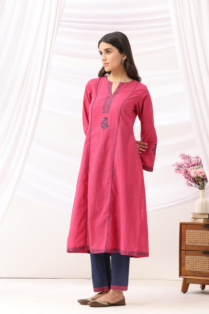Mridu Berry Block A-Line Kurta Set