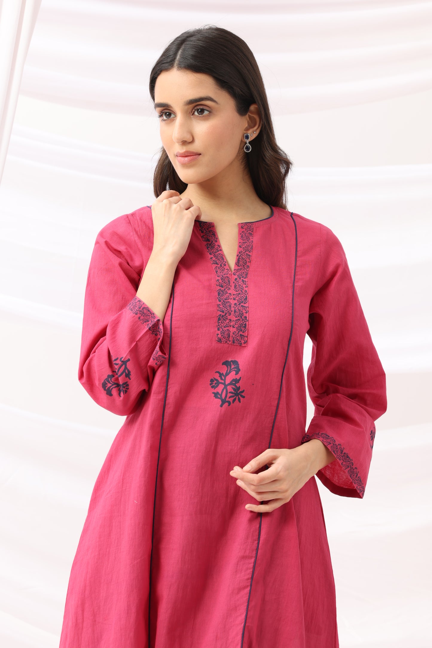 Mridu Berry Block A-Line Kurta Set