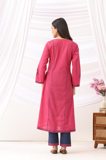 Mridu Berry Block A-Line Kurta Set