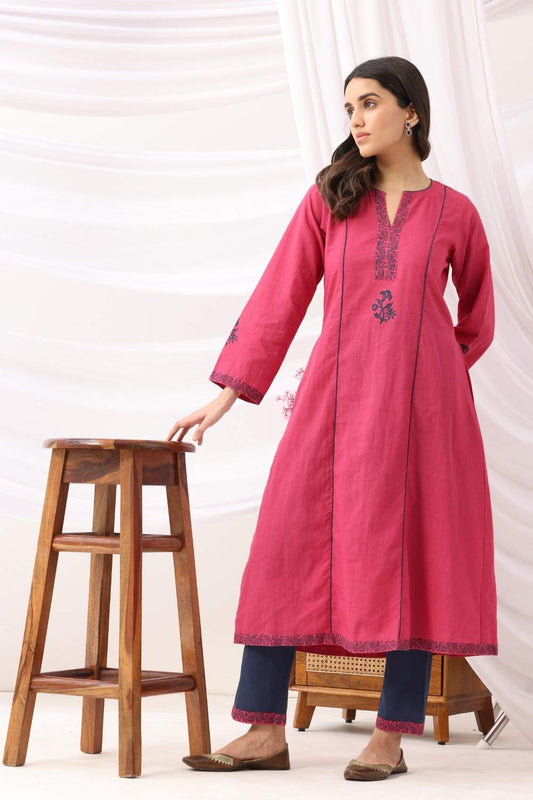 Mridu Berry Block A-Line Kurta Set