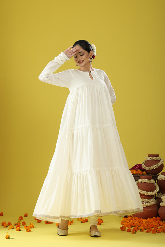 Utsaah Ivory Gathered Suit Set