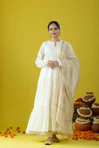 Utsaah Ivory Gathered Suit Set