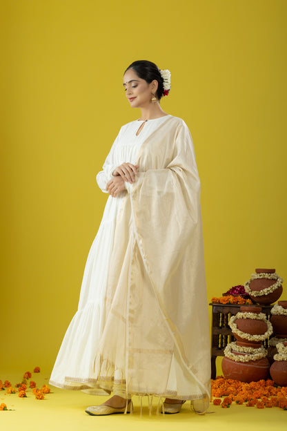 Utsaah Ivory Gathered Suit Set