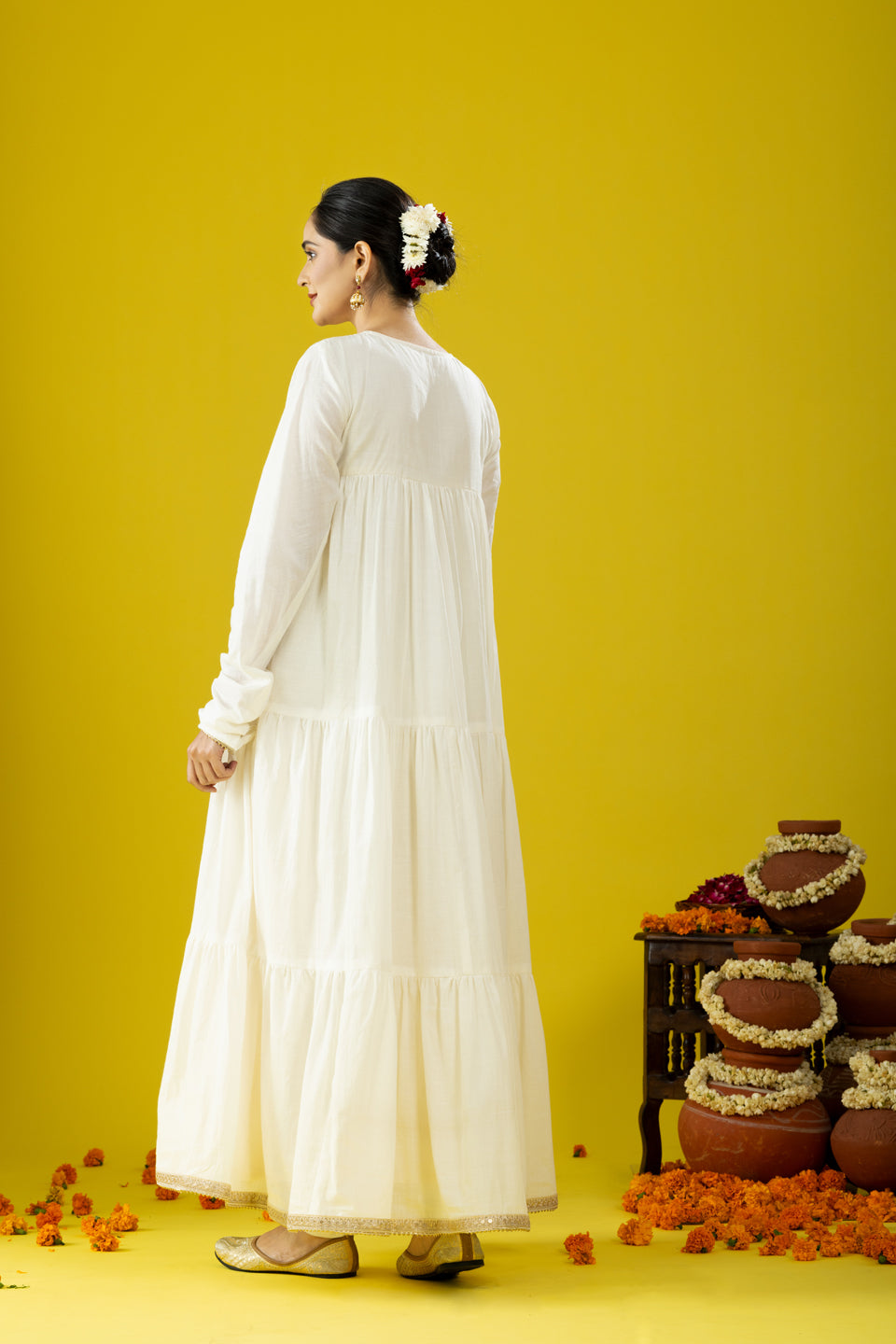 Utsaah Ivory Gathered Suit Set