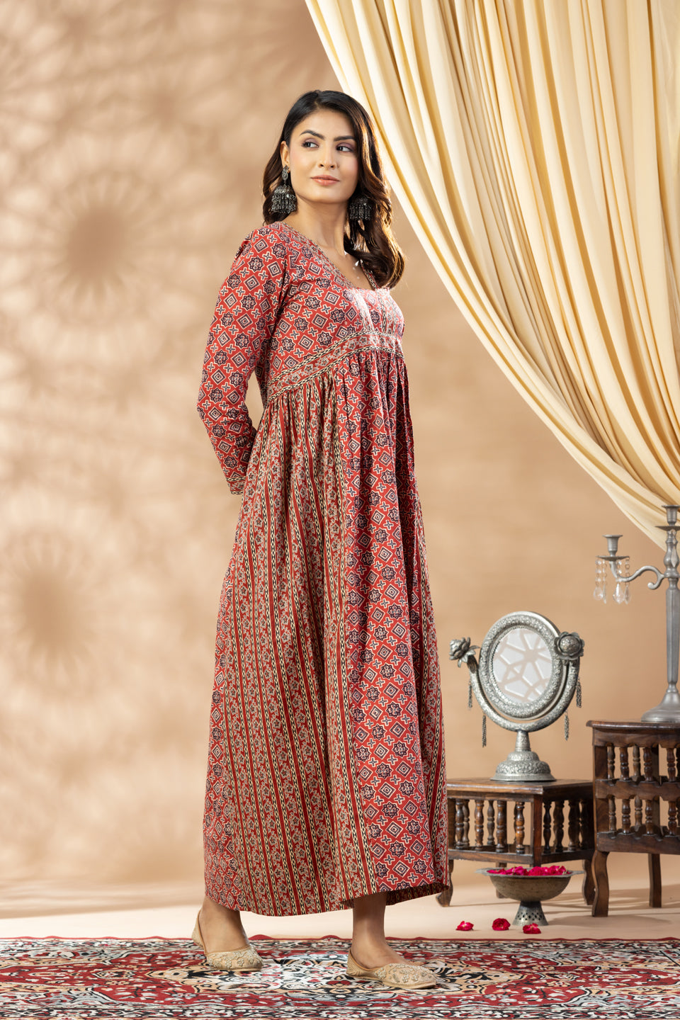 Umang Barn Red Dual Print Dress