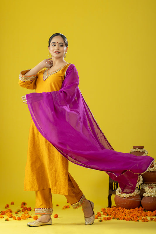 Utsaah Mustard Yellow Kurta Set