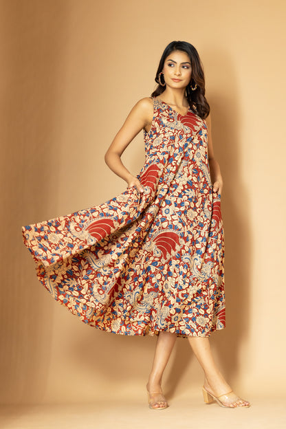 Umang Rust Red Kalamkari Dress