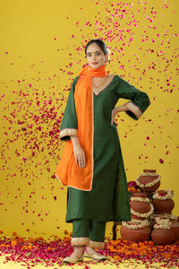 Utsaah Deep Bottle Green Suit Set