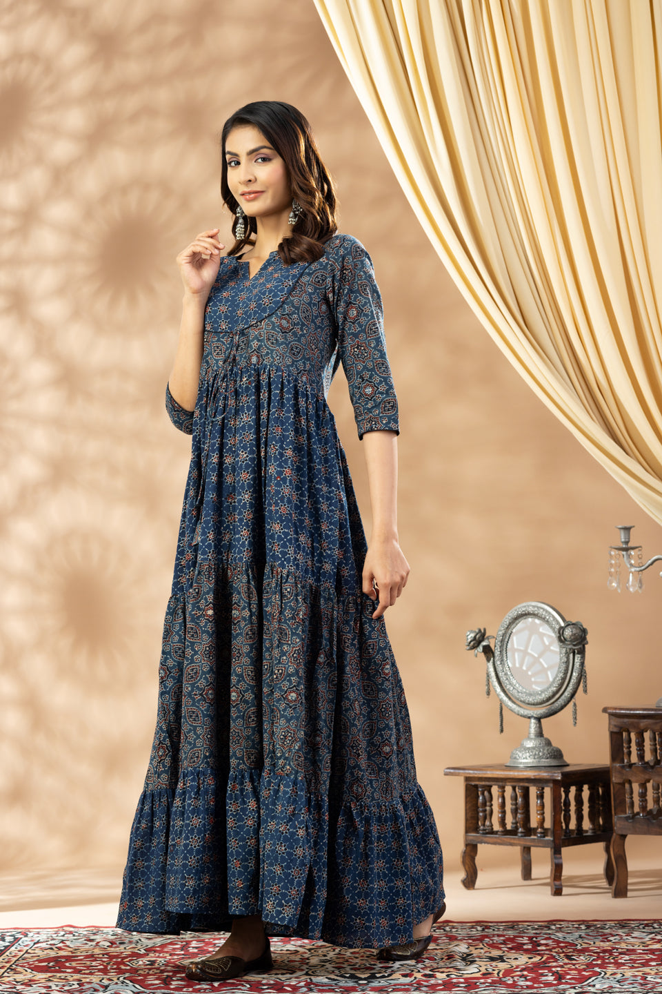 Umang Indigo Ajrakh Tier Dress
