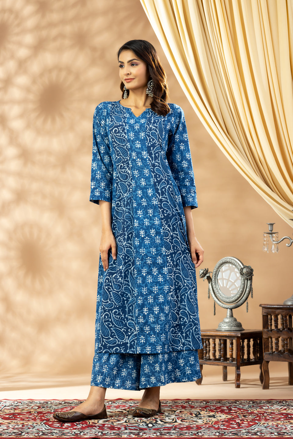 Umang  Indigo Kalidar Dabu Kurta Set