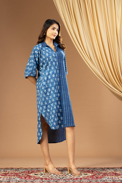 Umang Indigo Bagru Shirt Dress