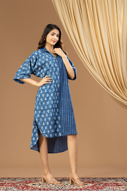 Umang Indigo Bagru Shirt Dress