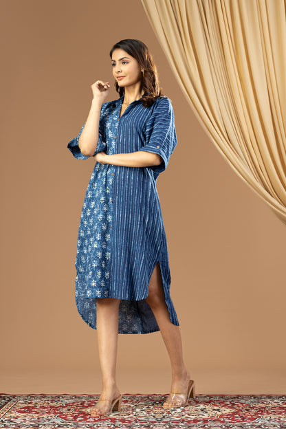 Umang Indigo Bagru Shirt Dress