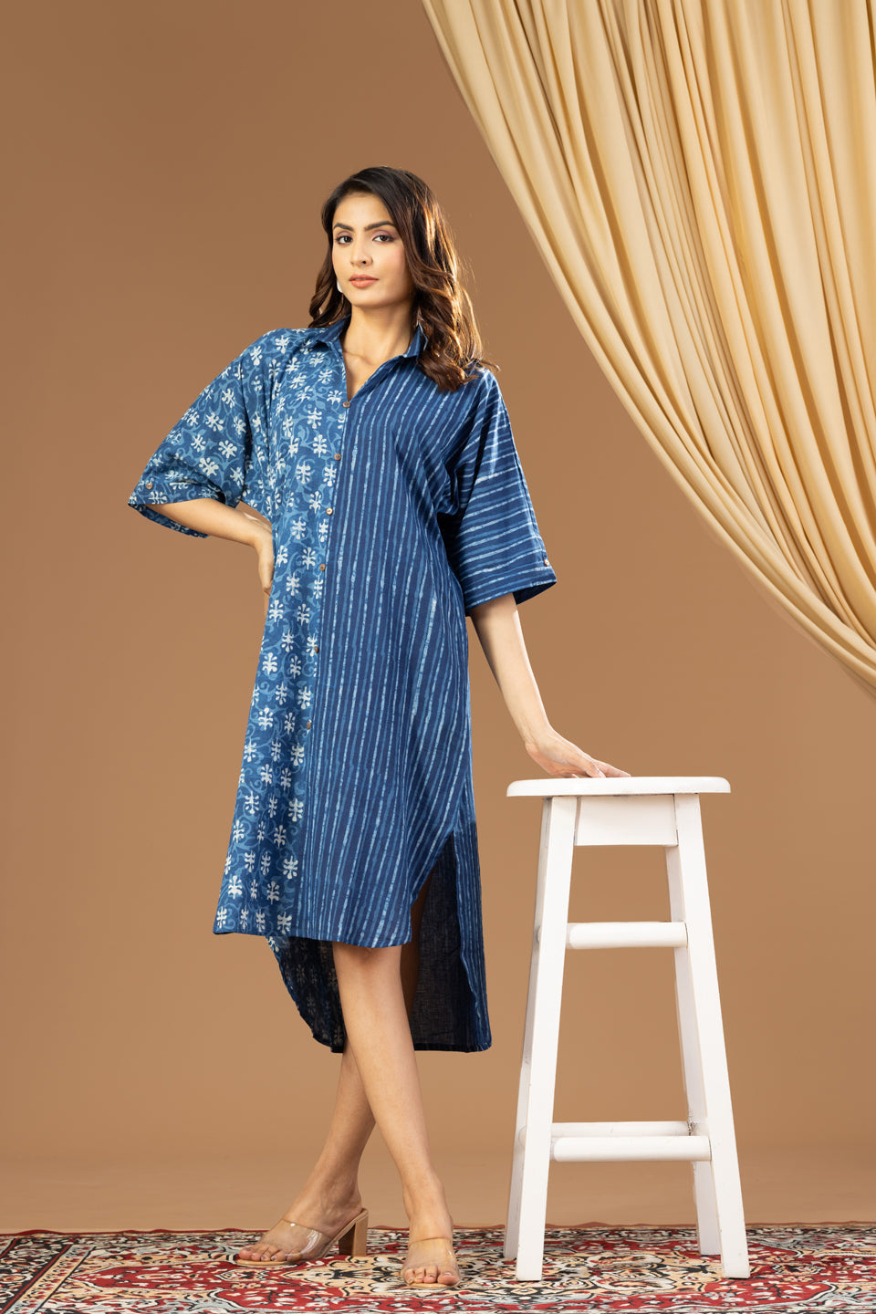 Umang Indigo Bagru Shirt Dress
