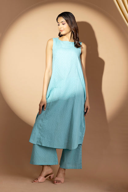 Umang Aqua Blue Dual Dobby Kurta Set