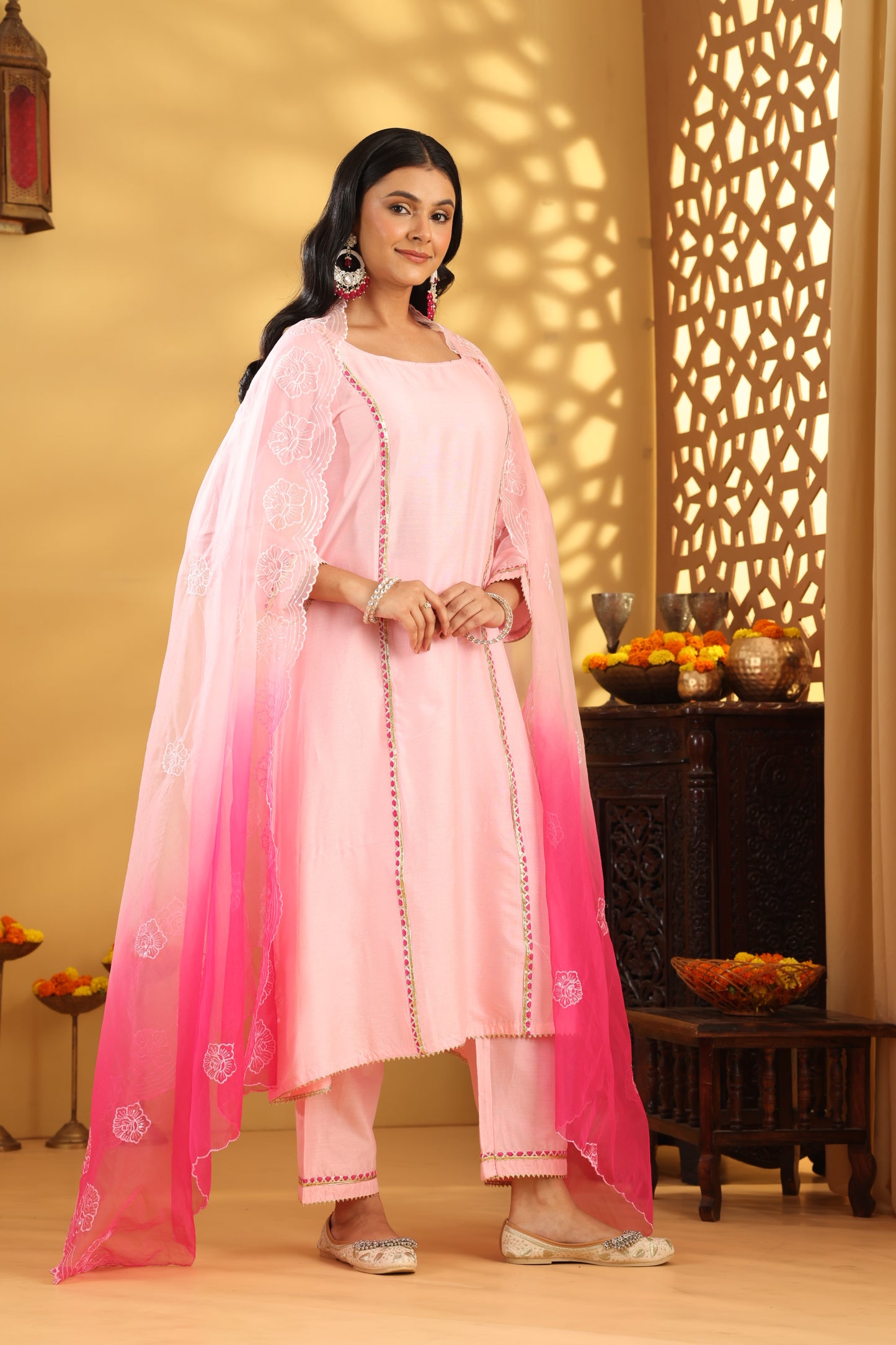Jashn Blush Pink Magenta Gota Suit Set