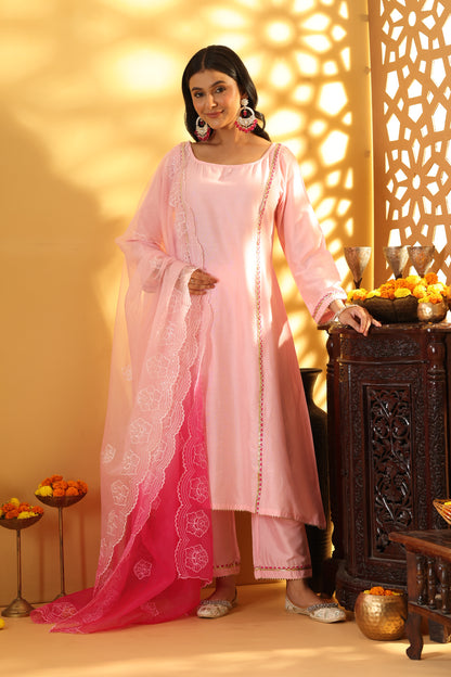Jashn Blush Pink Magenta Gota Suit Set