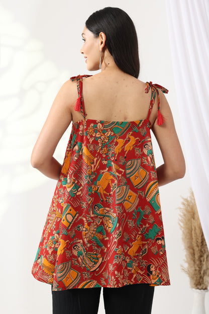 Heer Red Kalamkari Tunic