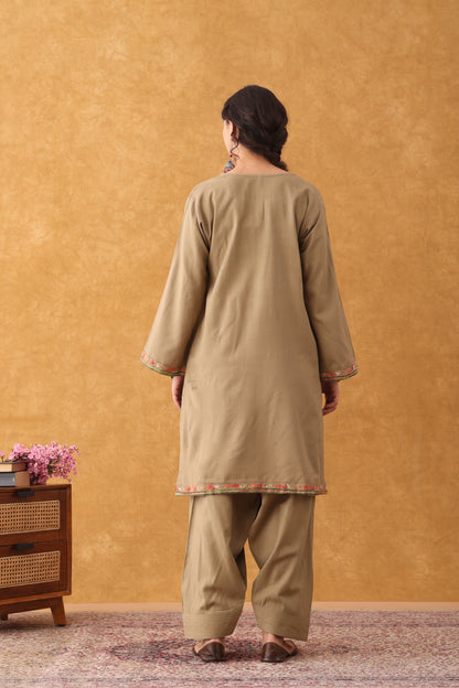 Noor Beige multi Embroidered Phiran Salwar Set