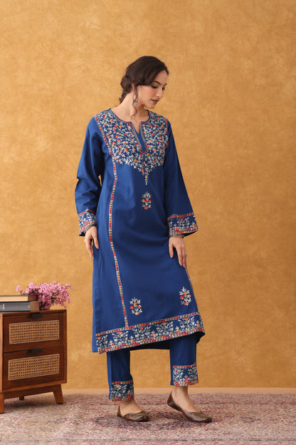 Noor Blue Embroidered Kurta Set