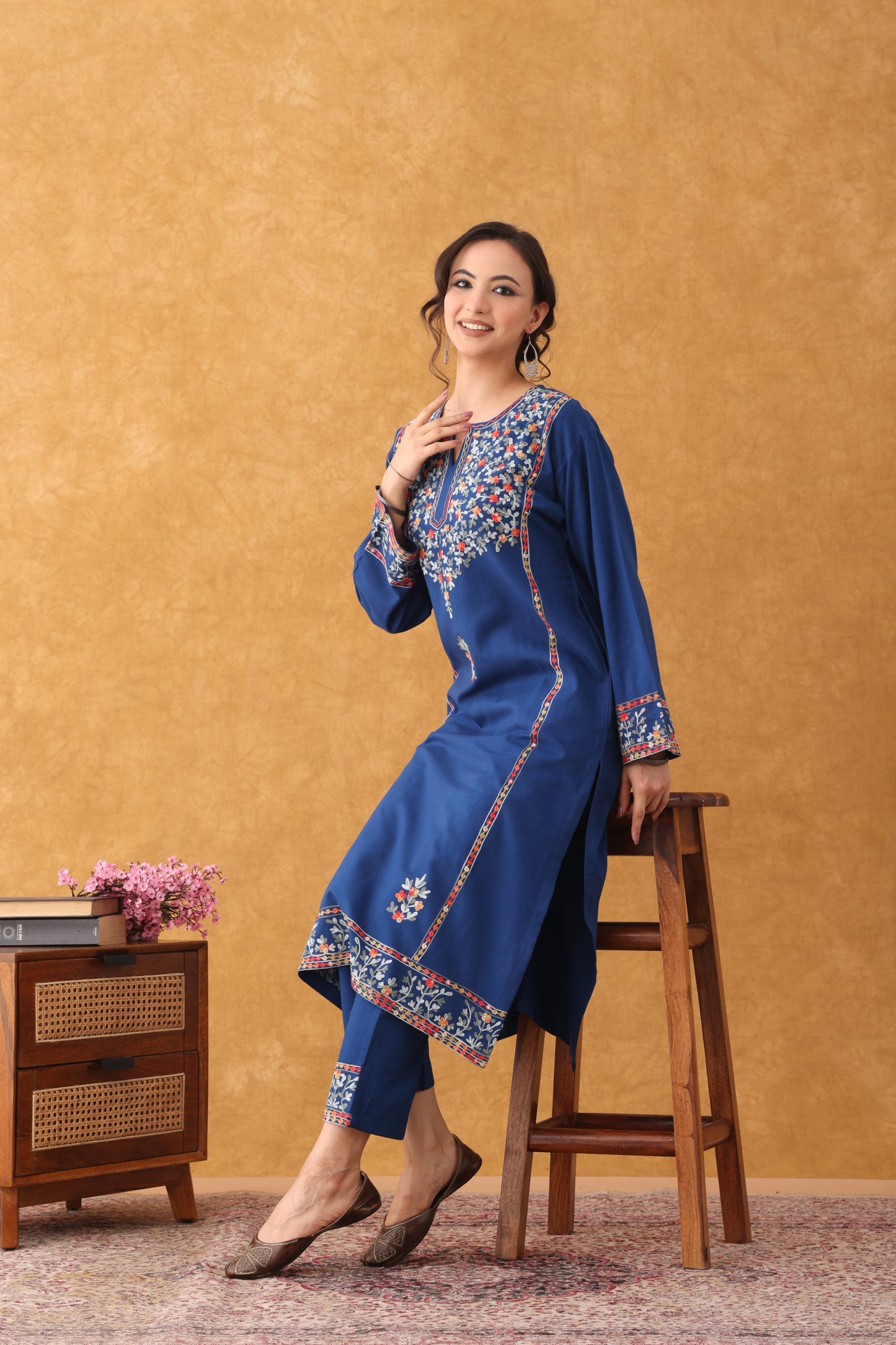 Noor Blue Embroidered Kurta Set