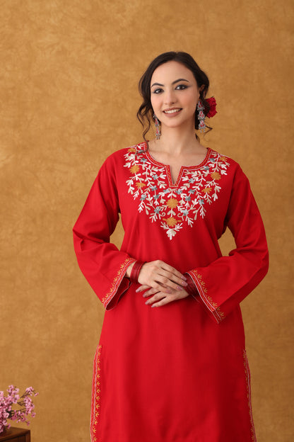 Noor Red Multi Embroidered Phiran Salwar Set