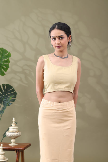 Navya Beige Basic cotton Sleeveless Blouse