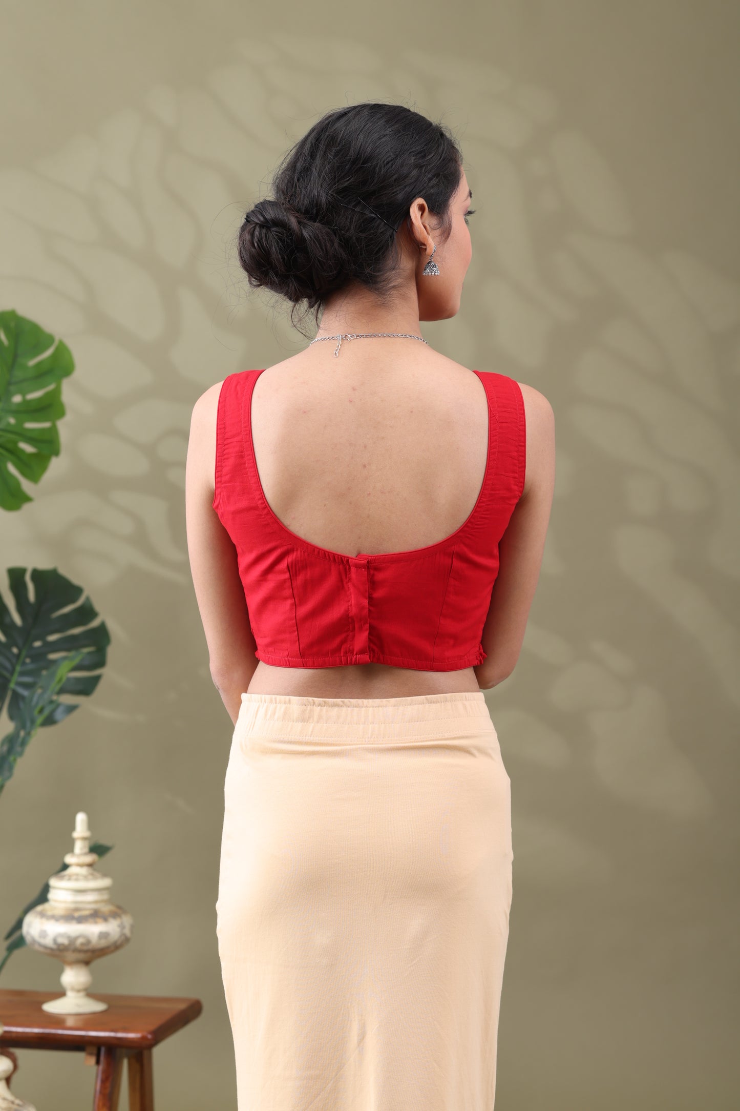 Navya Red Basic cotton Sleeveless Blouse