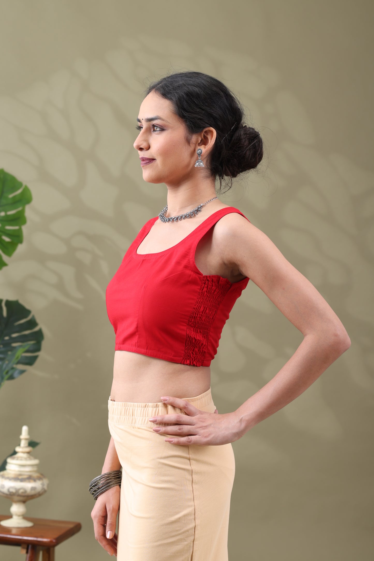 Navya Red Basic cotton Sleeveless Blouse