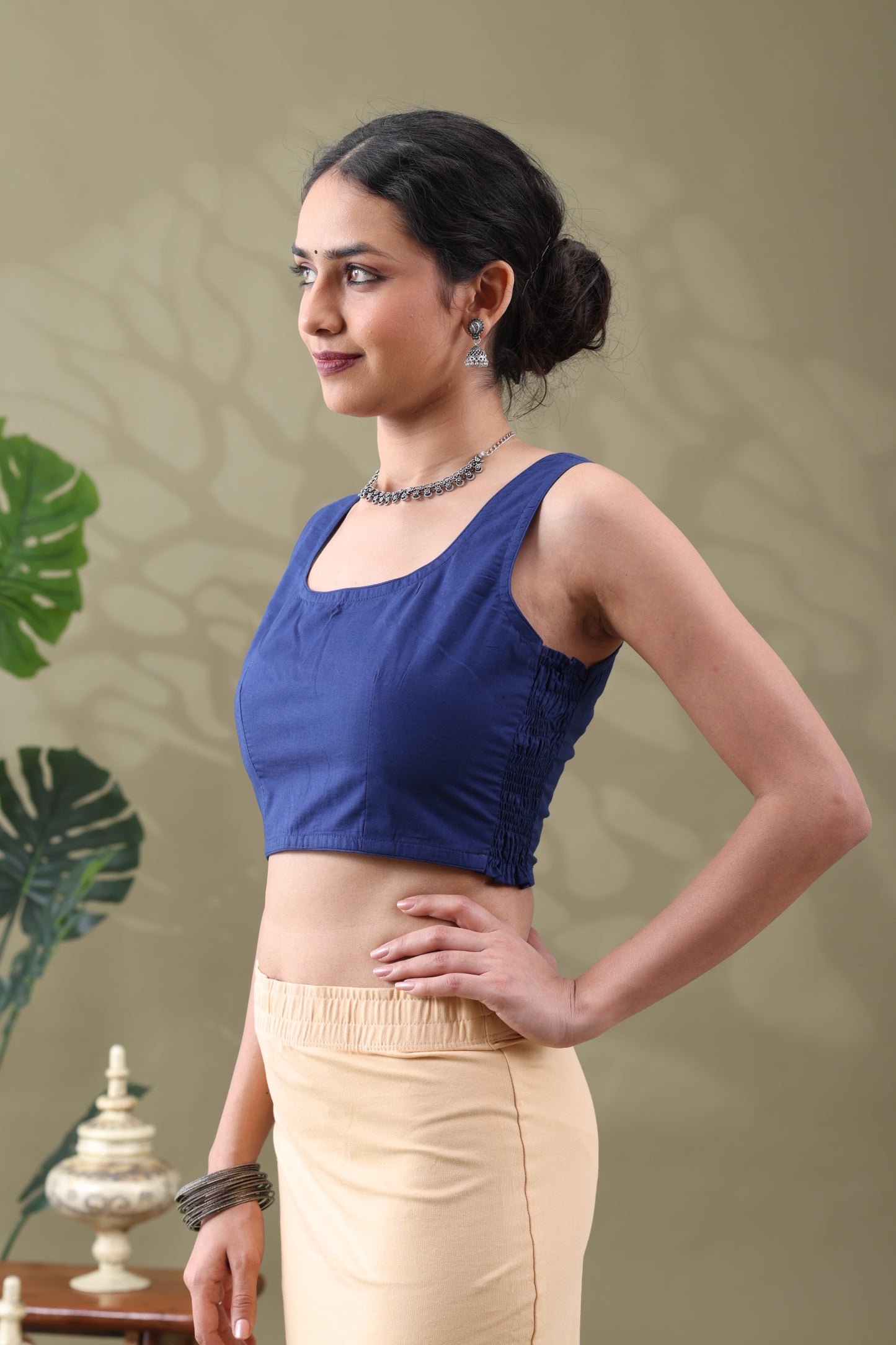 Navya Indigo Basic cotton Sleeveless Blouse