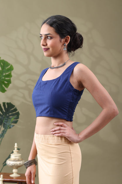 Navya Indigo Basic cotton Sleeveless Blouse
