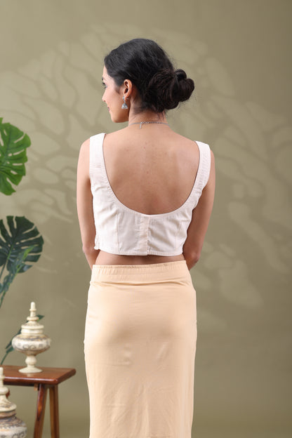 Navya Cream Basic cotton Sleeveless Blouse
