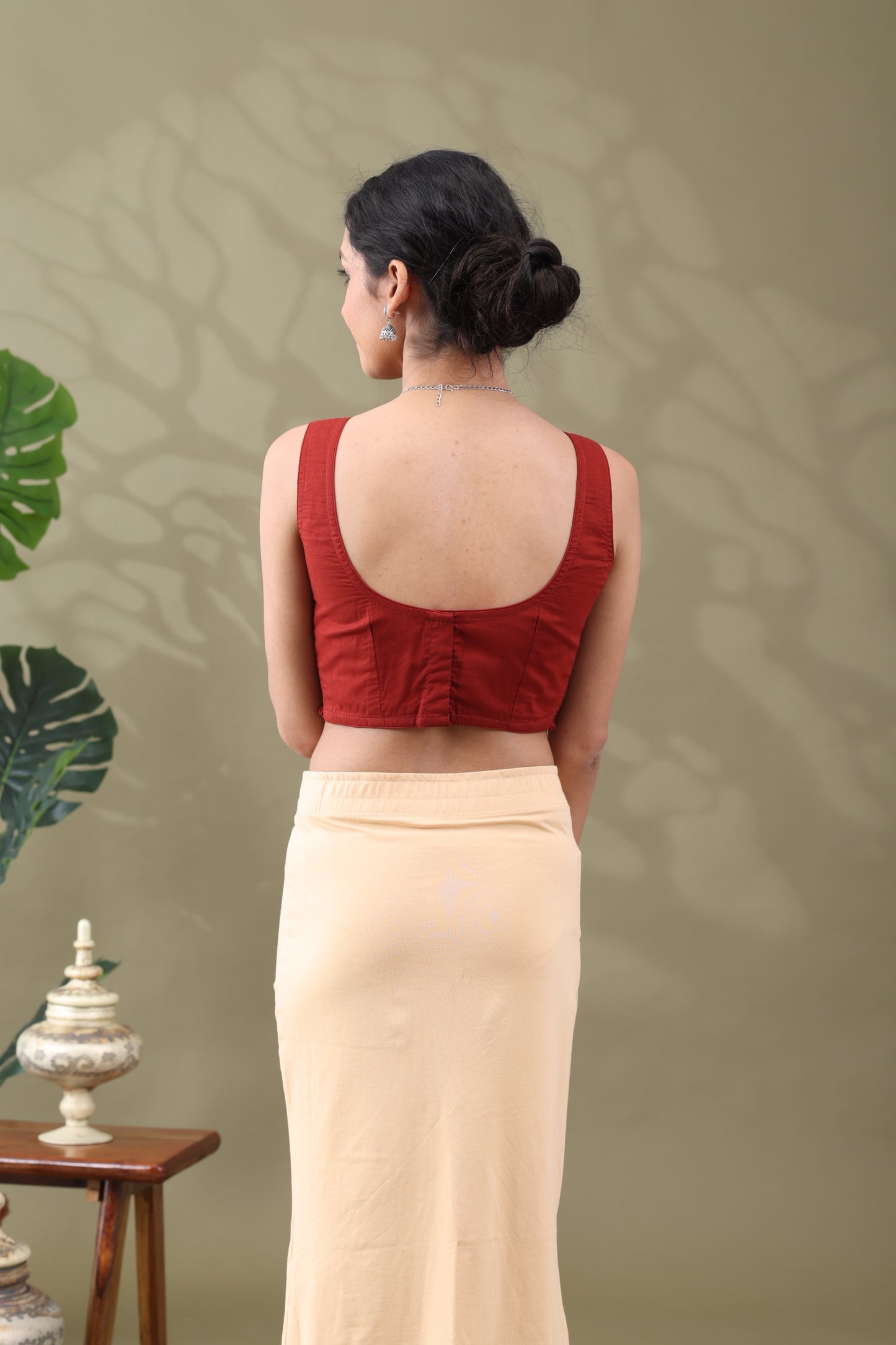 Navya Rust Basic cotton Sleeveless Blouse