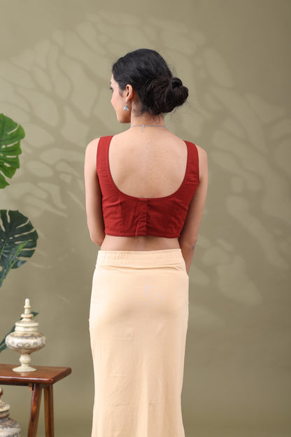 Navya Rust Basic cotton Sleeveless Blouse